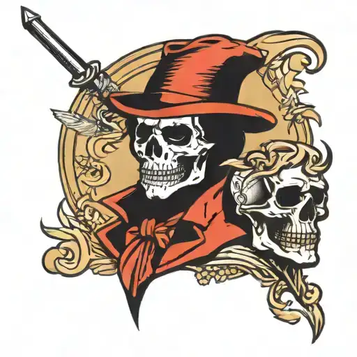 Paul Revere midnight ride skull face tattoo design idea
