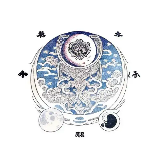 Moon, ace of clubs  tattoo design idea