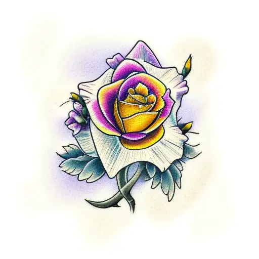 Rose, larkspur, daffodil, marigold, narcissus, violet tattoo design idea