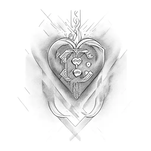 3 hearts with initials D C L in them and a heartbeat line going through the hearts tattoo design idea