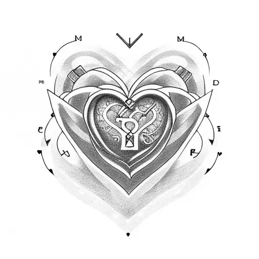 3 hearts with initials D C L in them and a heartbeat line going through the hearts tattoo design idea
