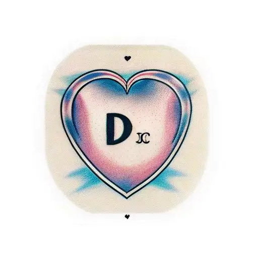 3 hearts with initials D C L in them and a heartbeat line going through the hearts tattoo design idea