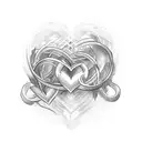 3 hearts with initials D C L in them and a heartbeat line going through the hearts tattoo design idea