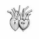 3 hearts with initials D C L in them and a heartbeat line going through the hearts tattoo design idea