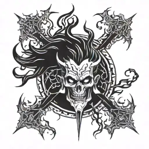 hades bident+ lightning bolts tattoo design idea