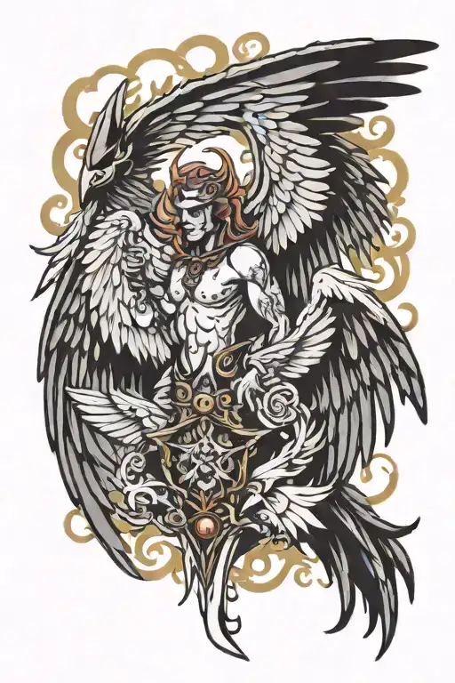 angel demon wings spread tattoo design idea