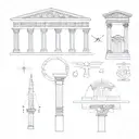 Incorporate elements of Ancient Roman architecture into a minimalist design tattoo design idea