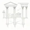 Incorporate elements of Ancient Roman architecture into a minimalist design tattoo design idea