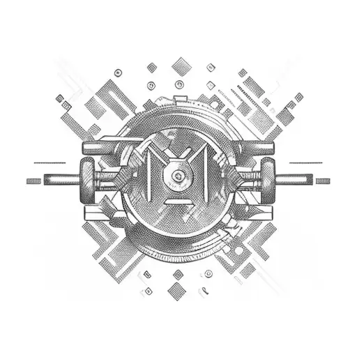 Dumbbell with circuit board design tattoo design idea