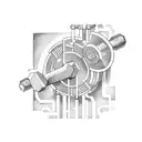 Dumbbell with circuit board design tattoo design idea