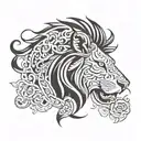 half lion, half name "Felix"  tattoo design idea