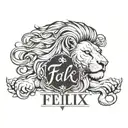 half lion, half name "Felix"  tattoo design idea
