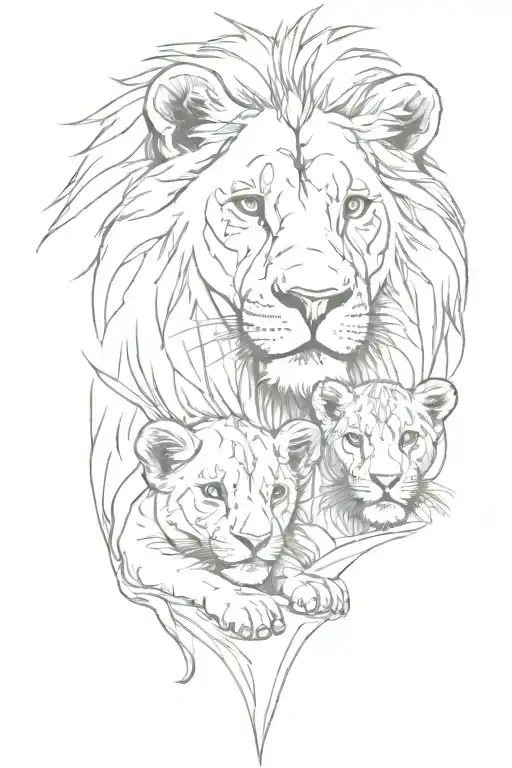 Lion and cub reflection  tattoo design idea