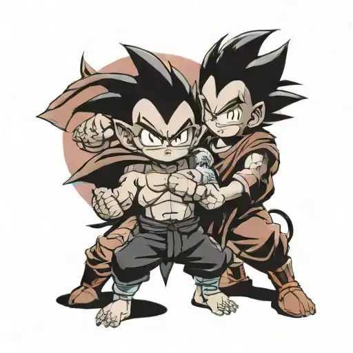 kid buu and goku black with shading around  tattoo design idea