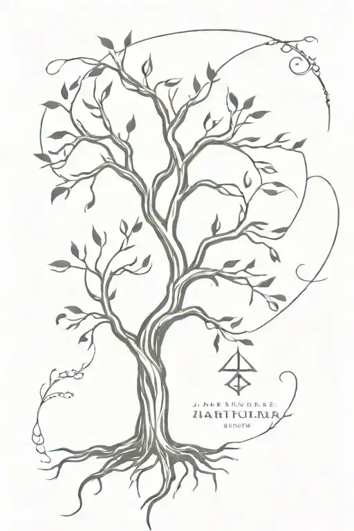 tree with roots and roman numerals tattoo design idea