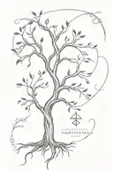 tree with roots and roman numerals tattoo design idea