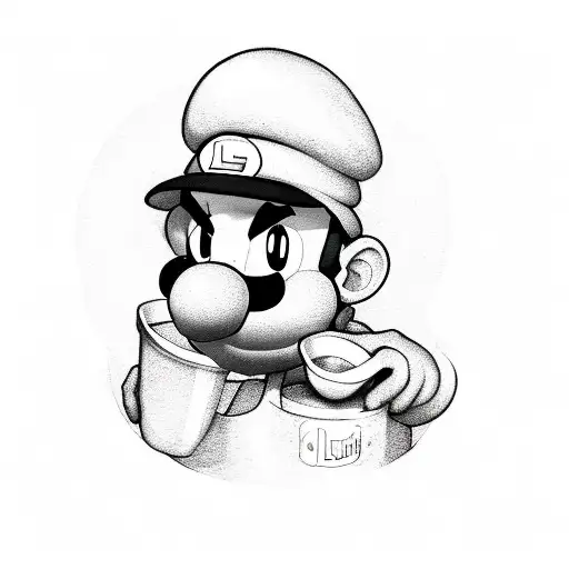 luigi eating a soup tattoo design idea