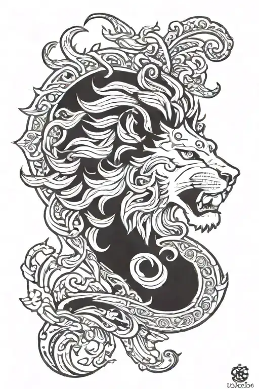 Persian lion Filipino sun aggressive tattoo design idea
