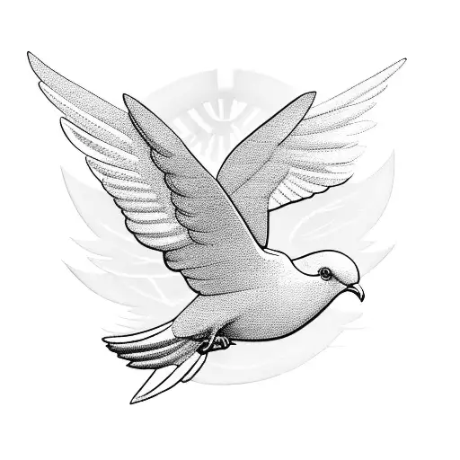 Flying Dove surrounding a Peace symbol with jehovah shalom written on the peace symbol tattoo design idea