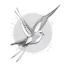 flying dove with peace symbol in front of it tattoo design idea