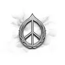 dove with peace symbol in front of it tattoo design idea