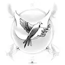 dove with peace symbol in front of it tattoo design idea