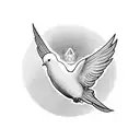 dove with peace symbol in front of it tattoo design idea