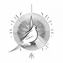 dove with peace symbol in front of it tattoo design idea