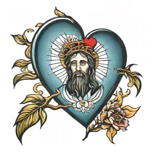jesus christ with heart under  tattoo design idea
