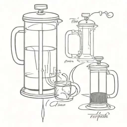 french press coffe tattoo design idea