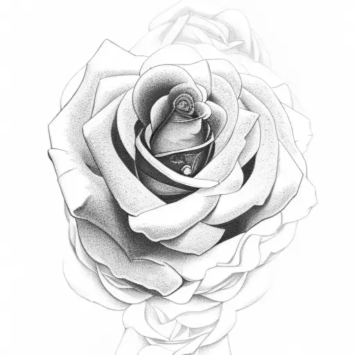 clouds with rose and a name cristela tattoo design idea