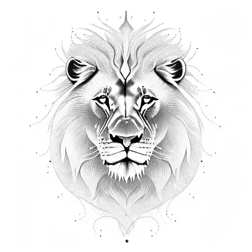 A majestic lion standing in front of the Golden Temple in Punjab tattoo design idea