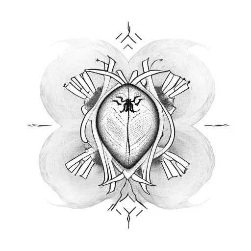 A heart with spider higanbana flowers as the sound hole tattoo design idea