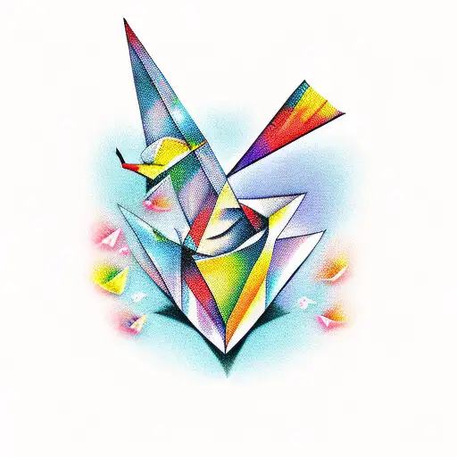 paper crane tattoo design idea