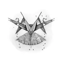 paper crane tattoo design idea