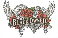 text: “Black Owned“ tattoo design idea