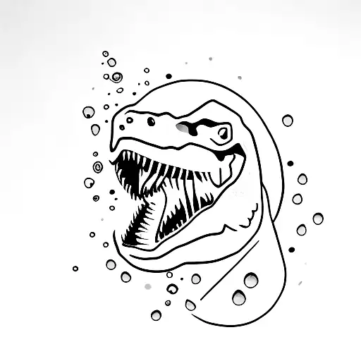 A minimalist tattoo of a dinosaur shedding a tear tattoo design idea