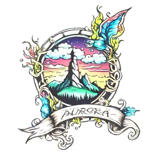 aurora borealis colors tattoo design idea
