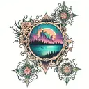 aurora borealis colors tattoo design idea