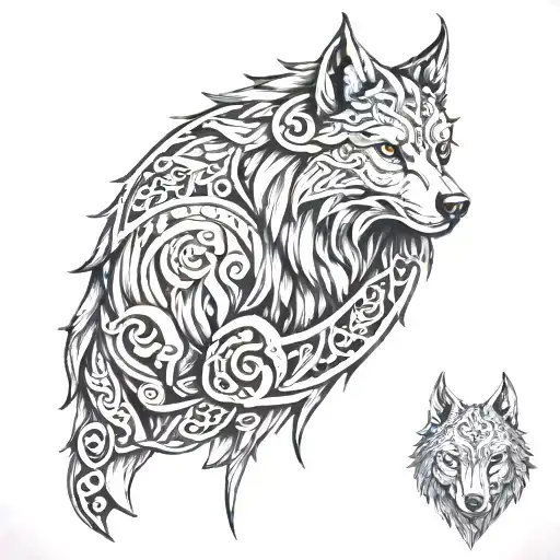 wolf Viking style tattoo design tattoo design idea