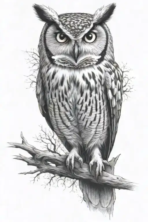 owl sitting alone girl looking ahead I think too much tattoo design idea