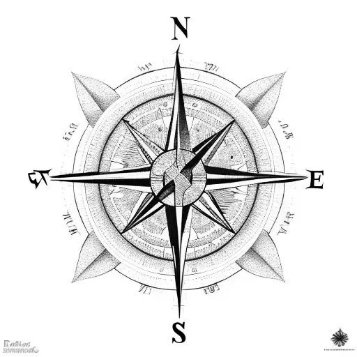 compass and father and son and family tree tattoo design idea