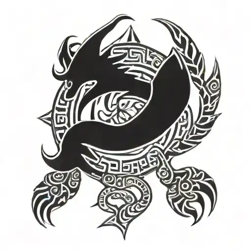 dayak, iban, borneo, scorpion tattoo design idea