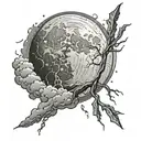 full moon, with rain, lightning and clouds tattoo design idea