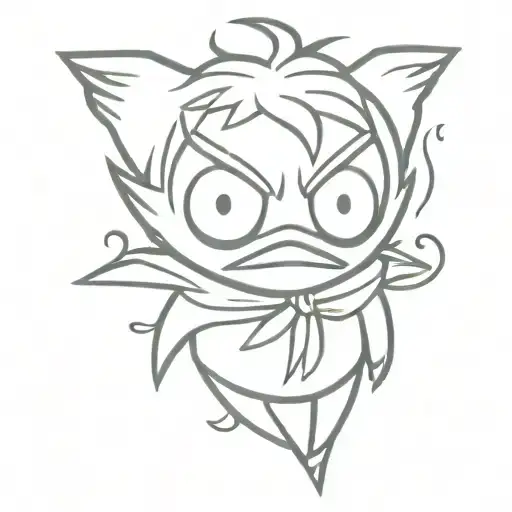 calcifer wearing a bandit mask surrounded tattoo design idea
