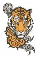 a tiger  head with circle tribal patterns tattoo design idea