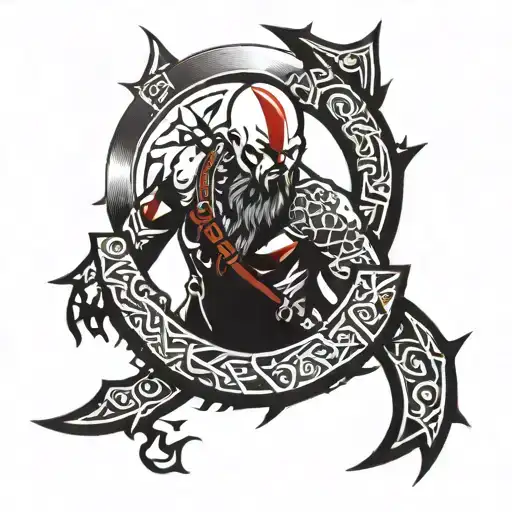 god of war kratos symbol surrounded tattoo design idea
