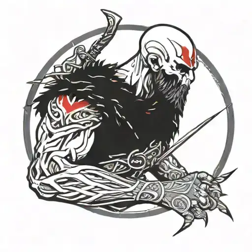 god of war kratos symbol with blades of chaos and no face or body parts  tattoo design idea
