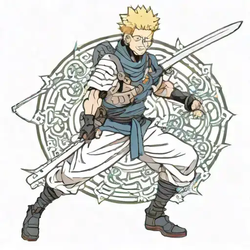 Toni Fushiguro Jujutsu Kaisen Waist-high In ninja armor With a blade    tattoo design idea