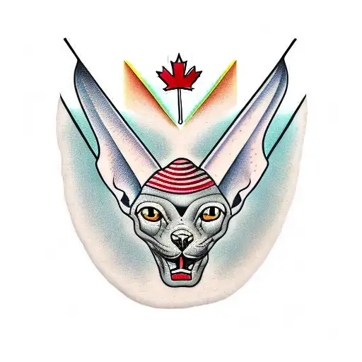 Old school Canadian Sphynx tattoo design idea